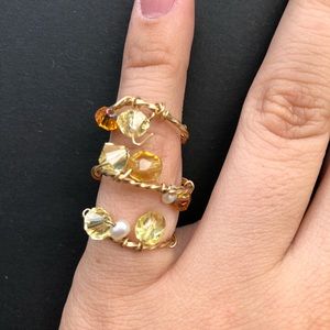 Handmade Gold Wire Bead Wrap Ring
